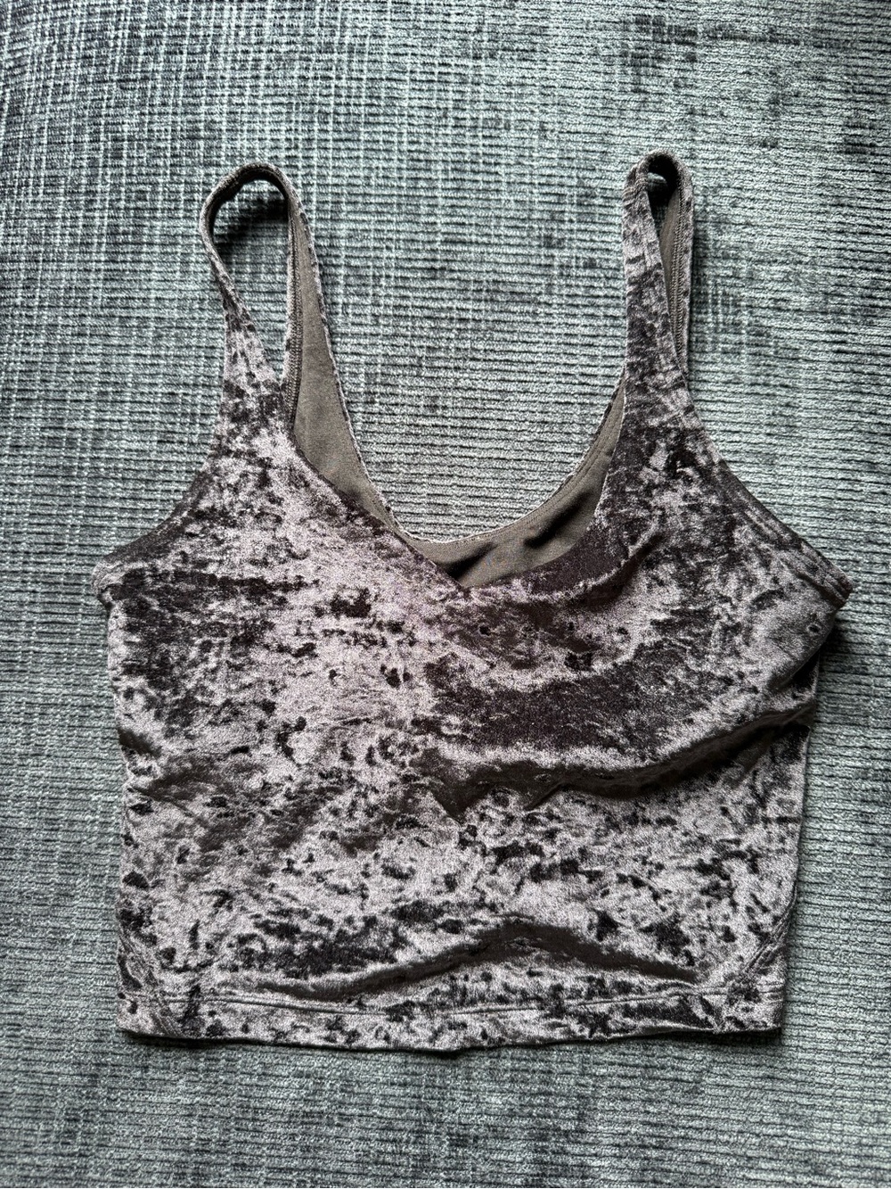 Velvet Cropped Tank Top - black